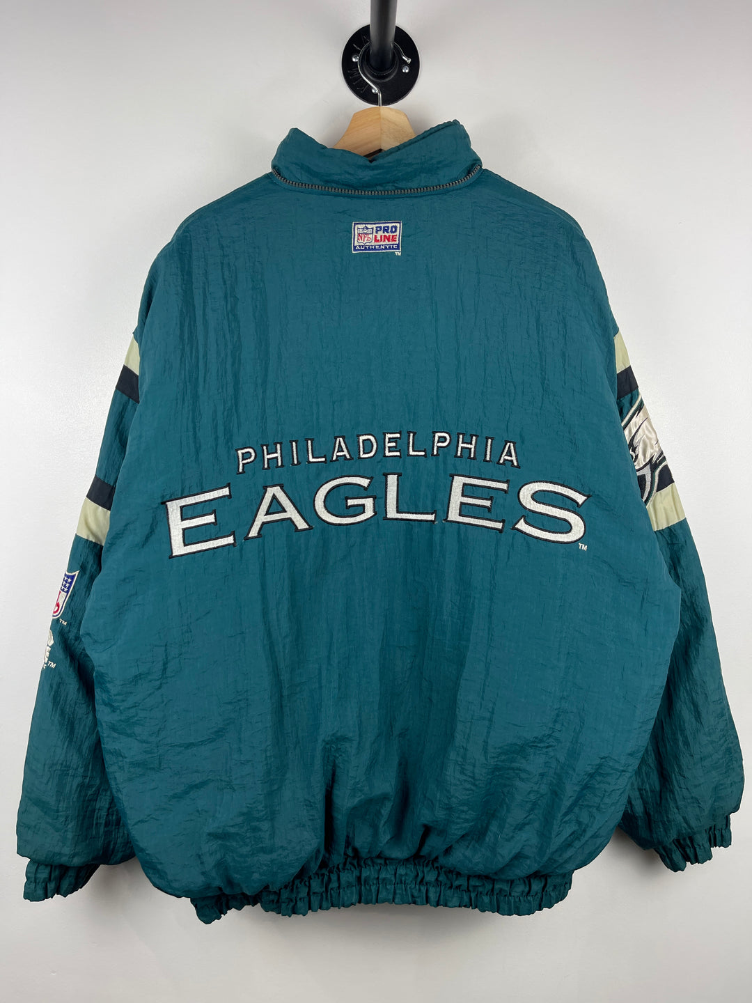 NFL EAGLES 3段ロゴプリントパーカー ×ヴィンテージ バイカラーベスト Vintage 90s NFL Logo Athletic Philadelphia Eagles Green Insulated