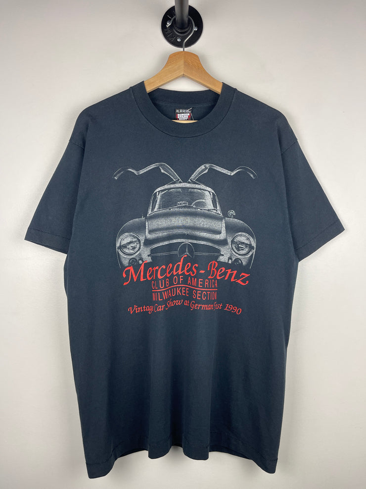 Vintage 90s Mercedes 300SL Gullwing Car Show Black Tee