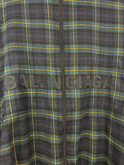 Balenciaga Embroidered Logo Oversized Plaid Zip Up Jacket