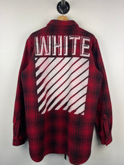 Off White FW15 Wool Tartan Red Plaid Button Up Long Sleeve Shirt