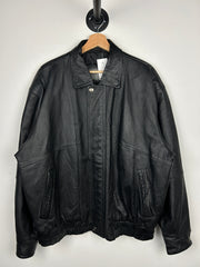 Vintage Daniel Marcus Black Cropped Leather Bomber Jacket