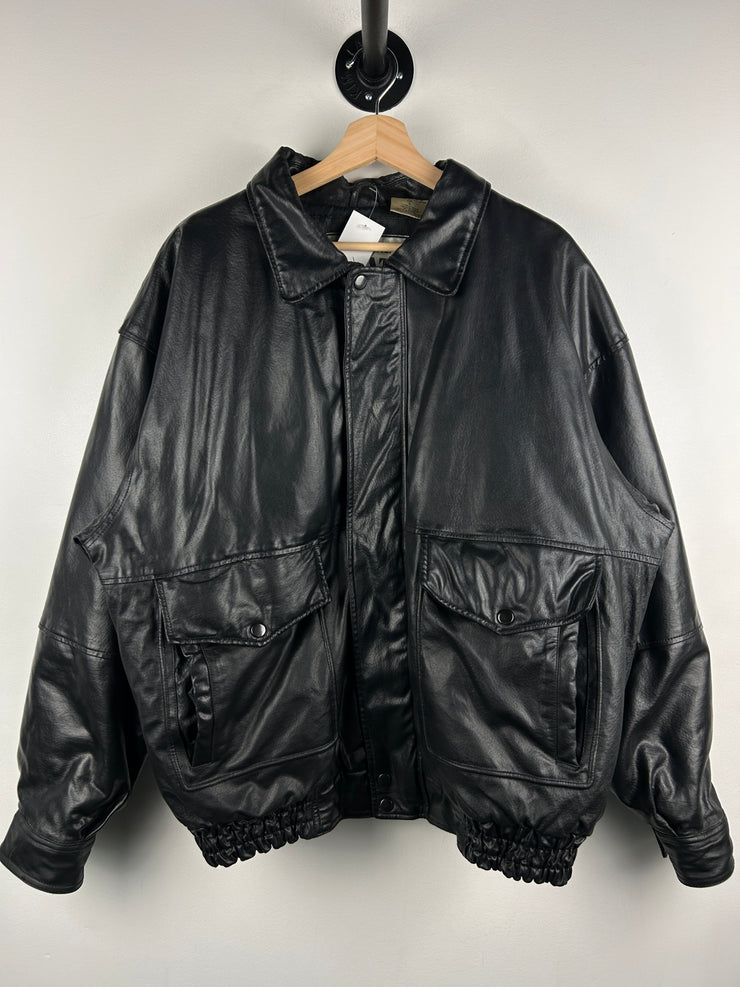 Vintage 90s Amati Black Leather Bomber Jacket