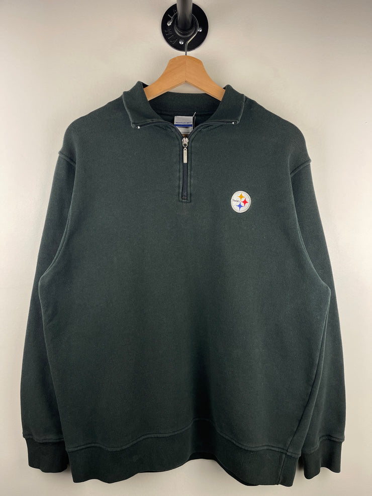 Vintage NFL Reebok Pittsburgh Steelers Black Quarter Zip Sweater