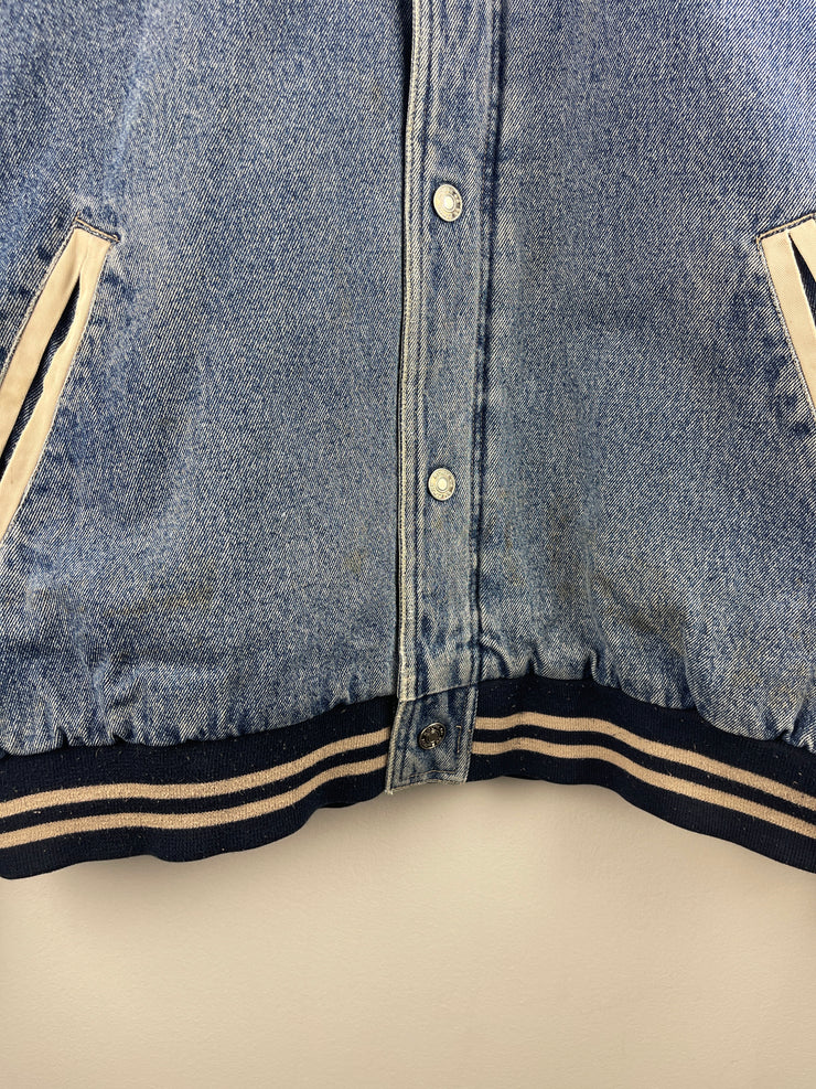Vintage Route 66 Blue Denim Varsity Jacket