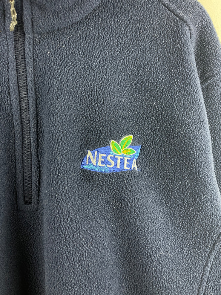 Vintage Nestea Navy Quarter Zip Fleece Sweater