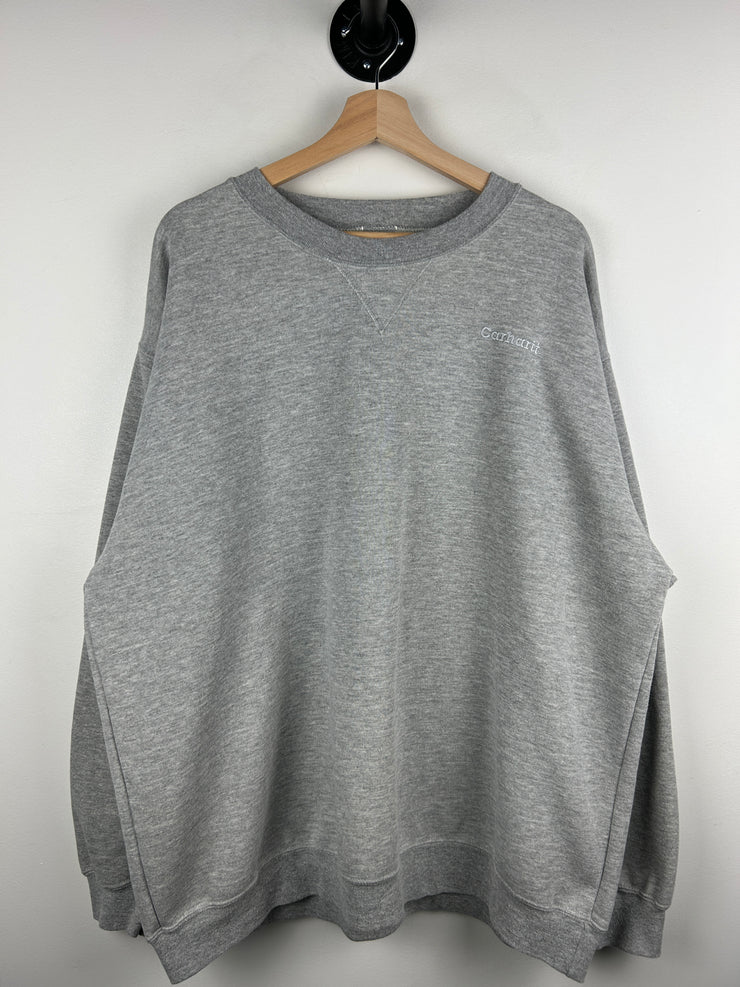 Vintage 90s Carhartt Spellout Embroidered Grey Crewneck