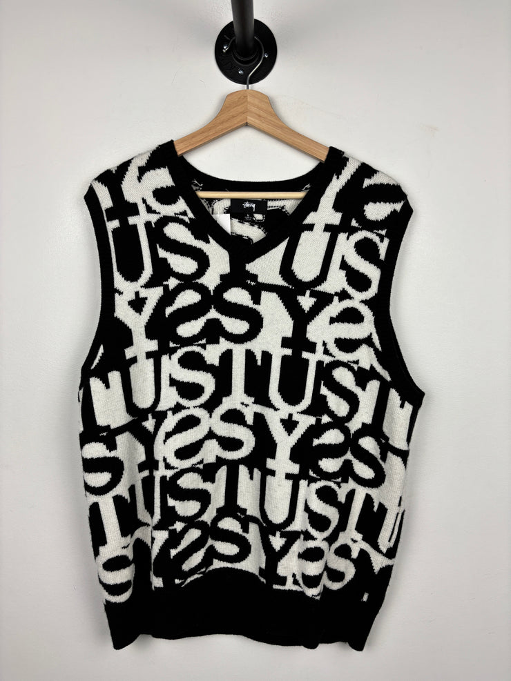 Stussy Stacked Black Knit Sweater Vest