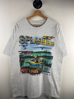 Vintage 90s Sun N Fun Planes Lakeland Florida Grey Tee