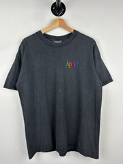 Vintage 90s Apple Promo Embroidered Faded Black Tee