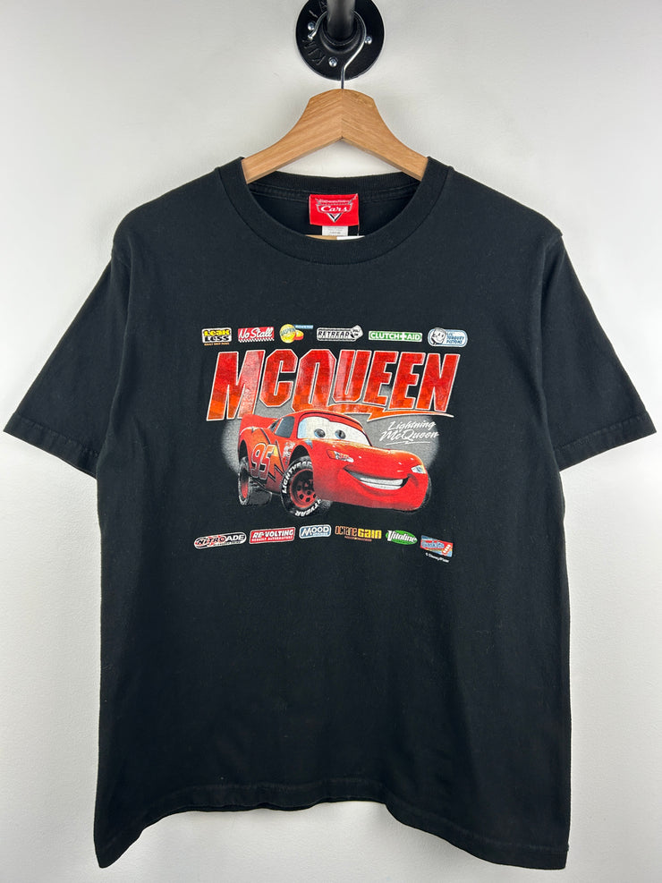 Vintage 2006 Disney Cars Lightning McQueen Movie Promo Black Tee