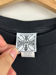 Vintage 2003 West Coast Choppers Flames Skull Black Long Sleeve