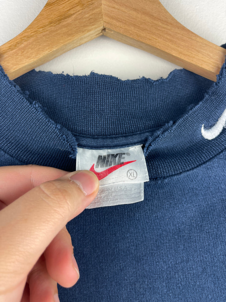 Vintage 90s Nike Golf Swoosh Mock Neck Navy Long Sleeve