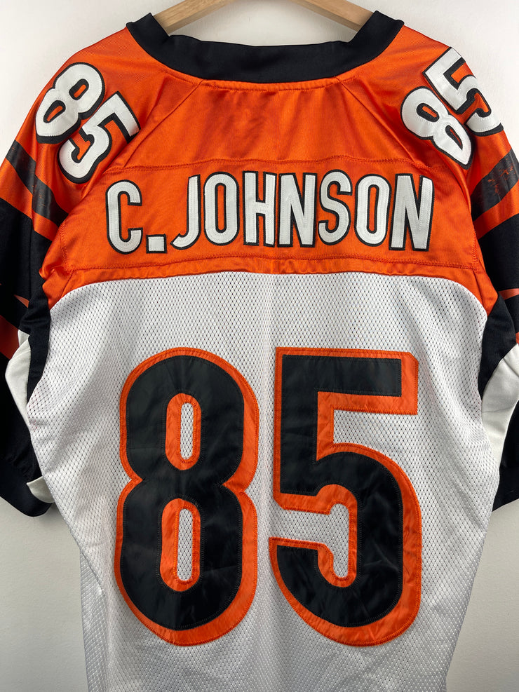 Vintage NFL Reebok Cincinnati Bengals Ochocinco Johnson White Football Jersey