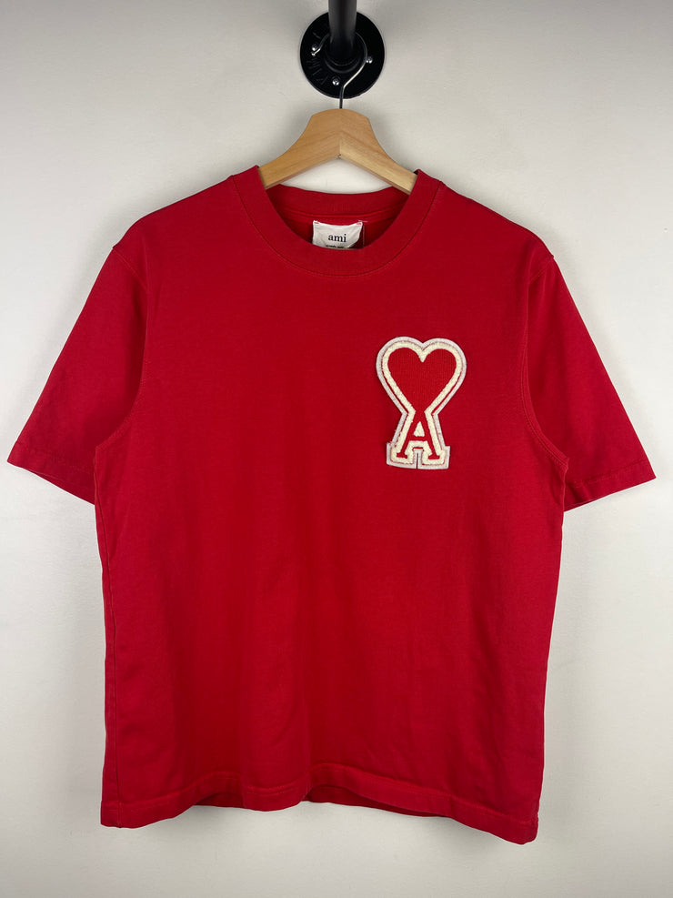 Ami Paris Chenille Heart Red Tee