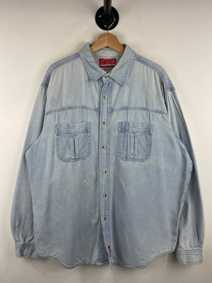 Vintage 90s Marlboro Country Store Blue Denim Button Up Long Sleeve Shirt