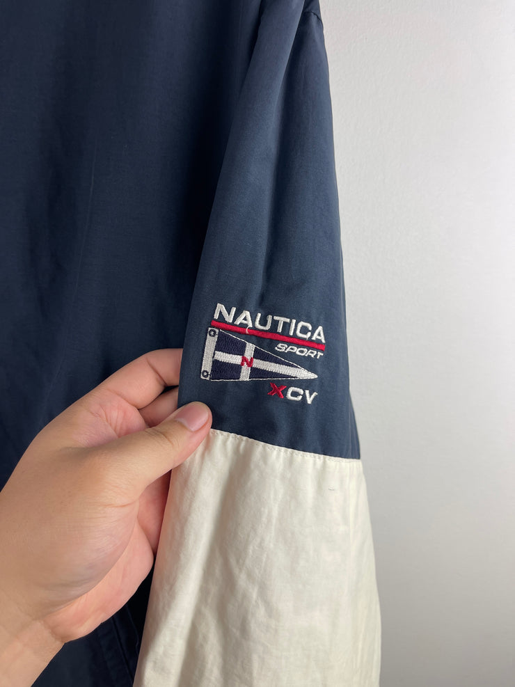 Vintage 90s Nautica Sport Green & Navy Reversible Bomber Jacket