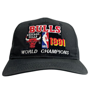 Vintage 90s NBA Sports Specialties Chicago Bulls 1991 World Champions Black Snapback Hat