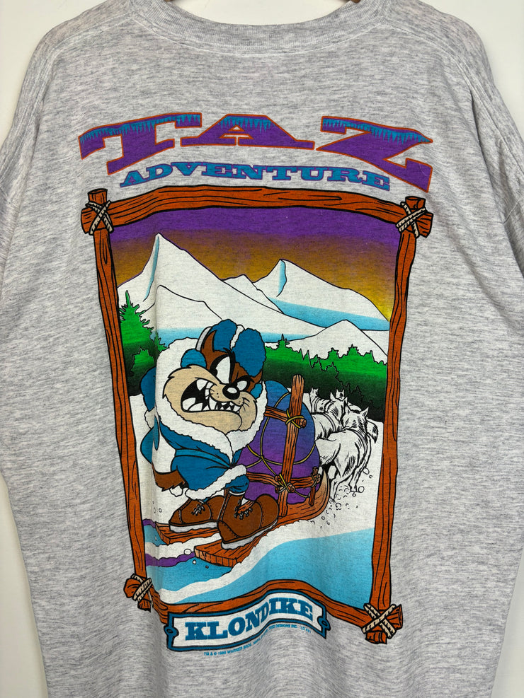 Vintage 1995 Looney Tunes Taz Adventures Grey Tee