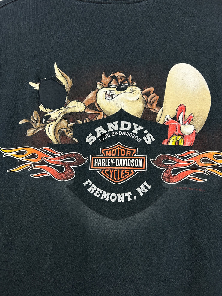 Vintage Harley Davidson Looney Tunes Taz Black Tee