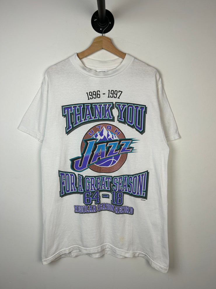 Vintage 90s NBA Utah Jazz Thank You White Tee