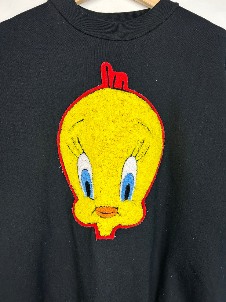 Vintage 1993 Looney Tunes Tweety Bird Black Crewneck