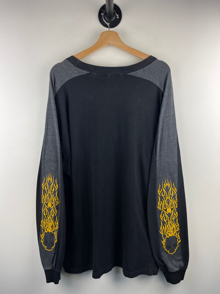 Vintage Y2K Snake Eyes Flaming Skull Black Long Sleeve