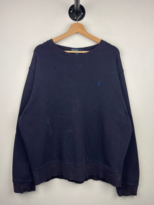 Vintage 90s Polo Ralph Lauren Thrashed Navy Crewneck