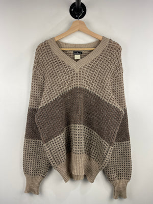 Vintage 90s Marlboro Pattern Brown Wool Knit Sweater