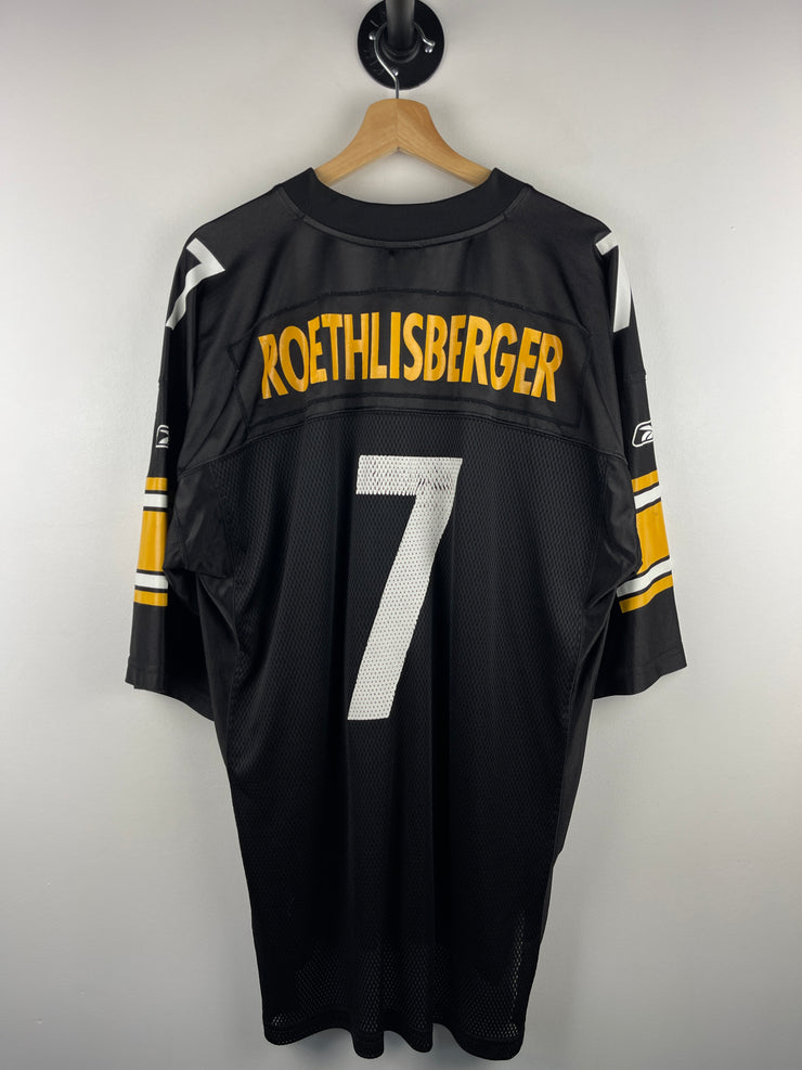 Vintage NFL Reebok Pittsburgh Steelers Roethlisberger Black Football Jersey