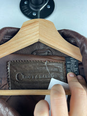 Vintage 90s Croft & Barrow Brown Leather Bomber Jacket
