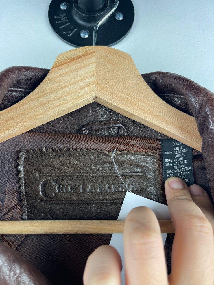 Vintage 90s Croft & Barrow Brown Leather Bomber Jacket