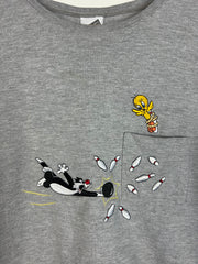 Vintage 90's Looney Tunes Bowling Pocket Grey Tee