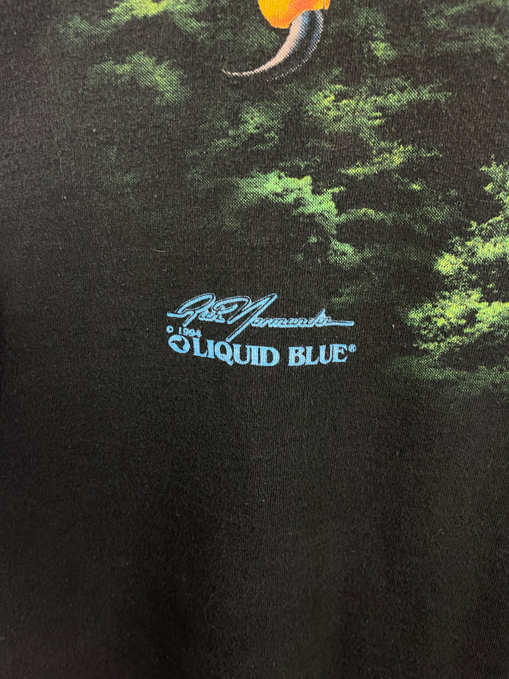 Vintage 90s Liquid Blue Eagle All Over Print Black Tee