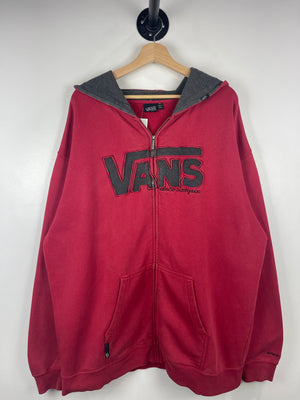 Vintage Vans Skateboarding Embroidered Red Zip Up Hoodie