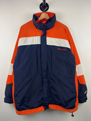Vintage 90s Pro Player Illinois Illini Navy & Orange Two Layer Fleece Lined Insulated Jacket