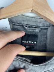 Vintage Miss Sixty Women's Black & Grey Denim Moto Jacket