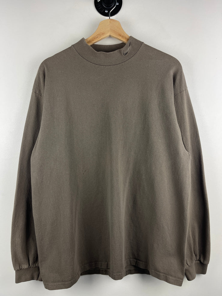 Vintage 90s Nike Golf Swoosh Tonal Brown Mock Neck Long Sleeve