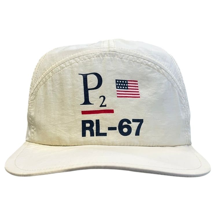 Vintage 90s Polo Ralph Lauren P2 RL-67 White Strapback Hat