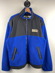 Vintage Labatt Blue Beer Blue Zip Up Fleece Sweater