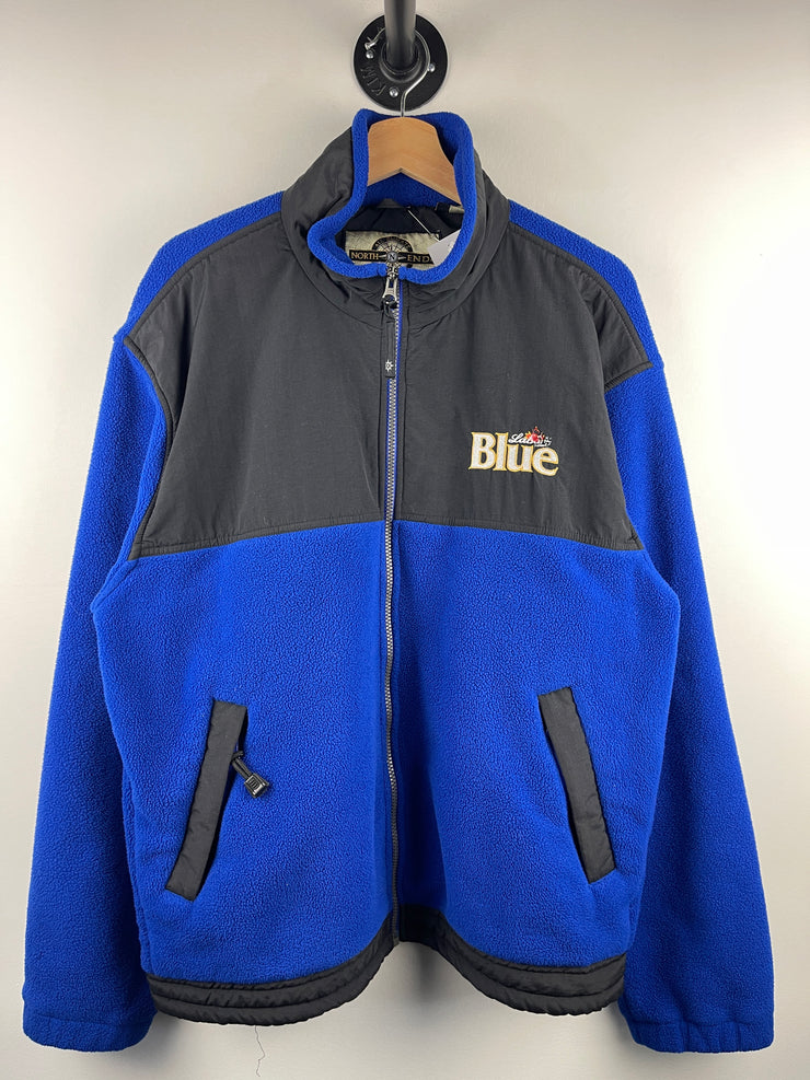 Vintage Labatt Blue Beer Blue Zip Up Fleece Sweater