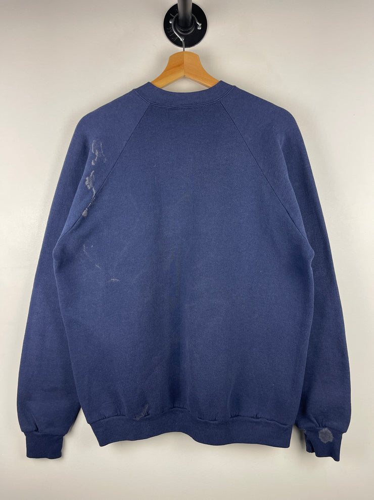Vintage 80s Deer Nature Faded Navy Crewneck