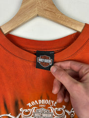 Vintage Harley Davidson Black & Orange Tie Dye Long Sleeve