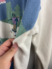 Vintage 90s Par Four Golf Knit White Sweater