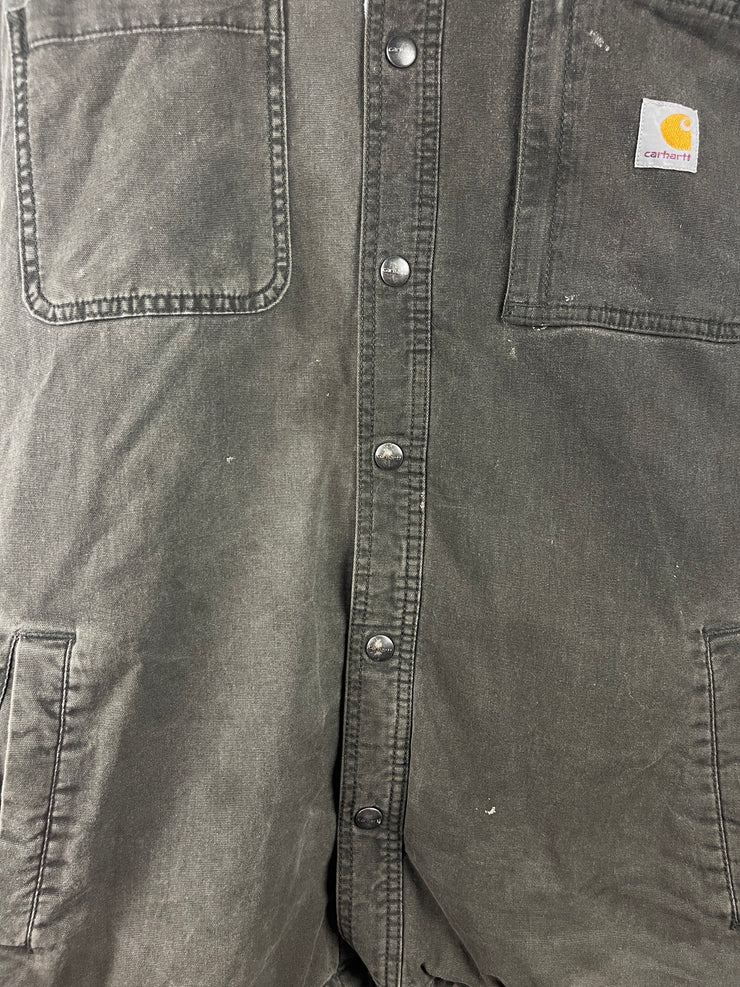 Vintage Carhartt Blanket Lined Faded Black Button Up Long Sleeve Shirt