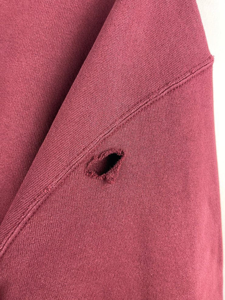Vintage 90s Champion Spellout Embroidered Thrashed Burgundy Crewneck