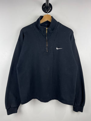 Vintage 90s Nike Mini Swoosh Black Quarter Zip Sweater