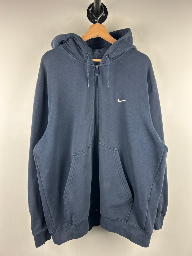 Vintage Nike Mini Swoosh Navy Zip Up Hoodie