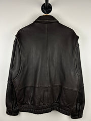 Vintage 90s Ottimo Brown Cropped Bomber Leather Jacket