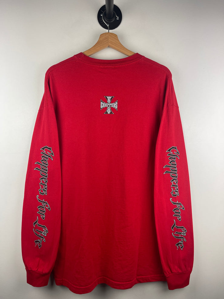 Vintage 2003 West Coast Choppers Choppers For Life Red Long Sleeve