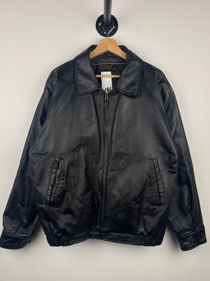 Vintage 90s St Johns Bay Black Leather Bomber Jacket